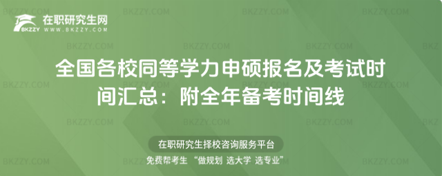 全國各校同等學力申碩報名及考試時間匯總